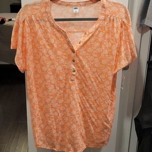 Old Navy Linen/Polyester blend floral shirt